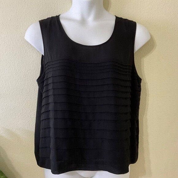COLDWATER CREEK  SHELL Top BLOUSE women’s plus size XL (18) PLEATED DETAIL lined - Picture 1 of 9